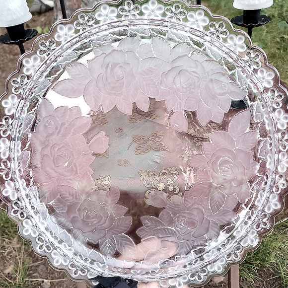 Vintage Soga Crystal Cake Plate - Picture 1 of 5